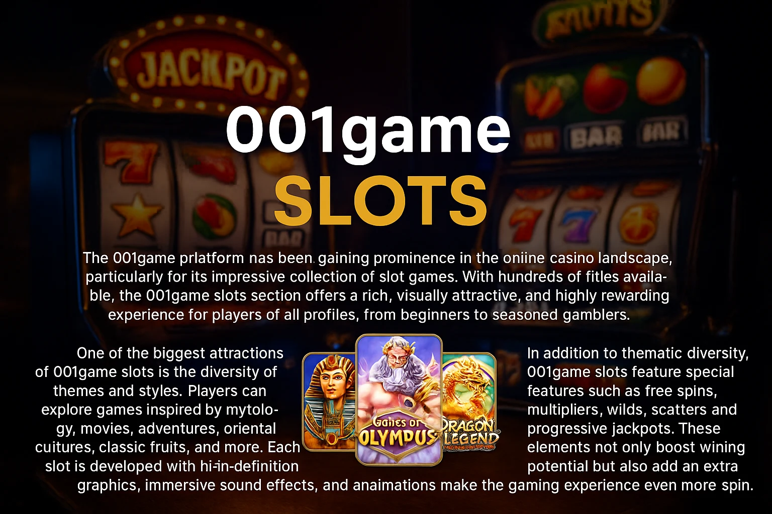 Explore o mundo das slot machines no 001GAME Casino